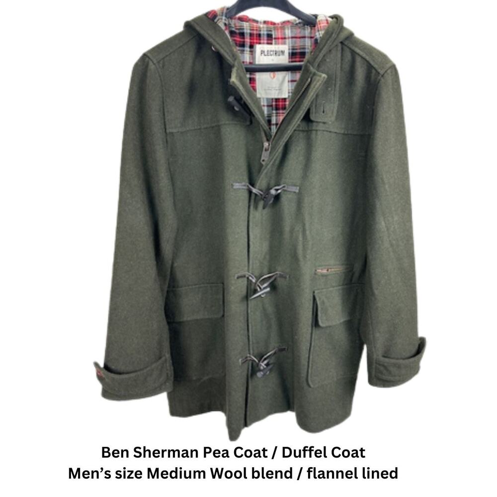 Men’s medium duffel coat or pea coat Wool flannel by Ben Sherman Plectrum London